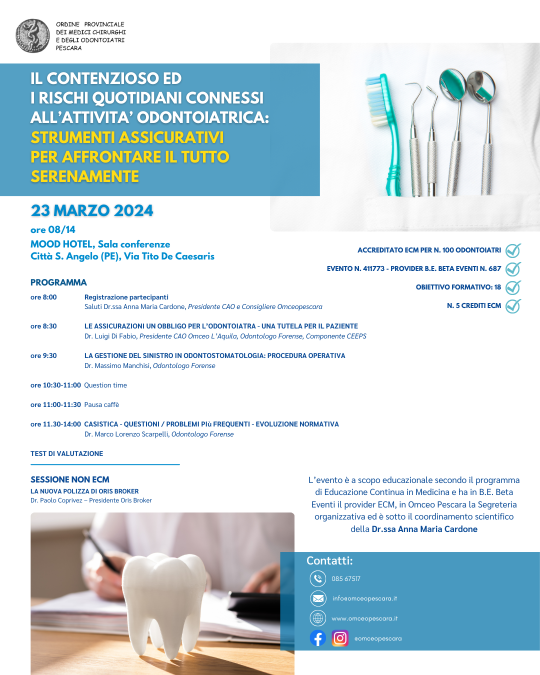 Clicca per accedere all'articolo L'evento CAO "Il contenzioso ed i rischi quotidiani dell'attività odontoiatrica"