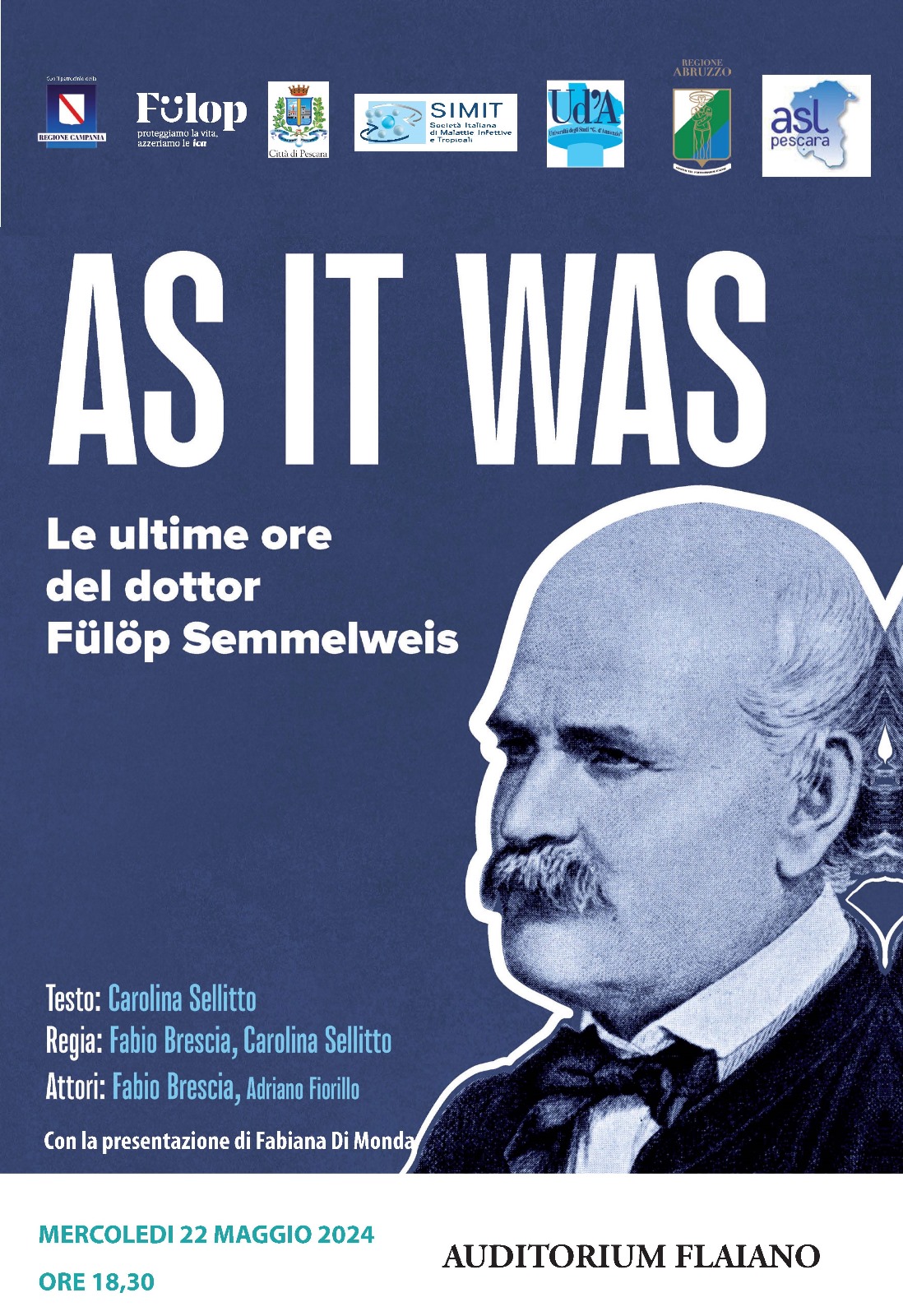 Clicca per accedere all'articolo Spettacolo teatrale "As it was. Le ultime ore del dottor Fulop Semmelweiss" - 22 maggio 2024