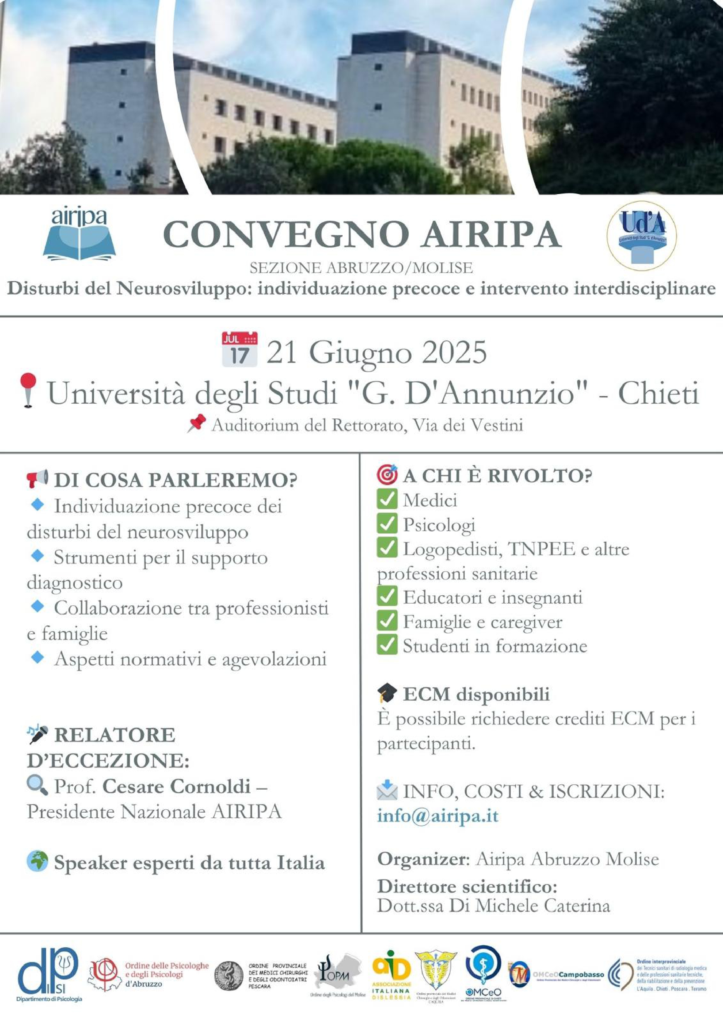Clicca per accedere all'articolo CONVEGNO AIRIPA SEZIONE ABRUZZO/MOLISE "Disturbi del Neurosviluppo: individuazione precoce e intervento interdisciplinare"