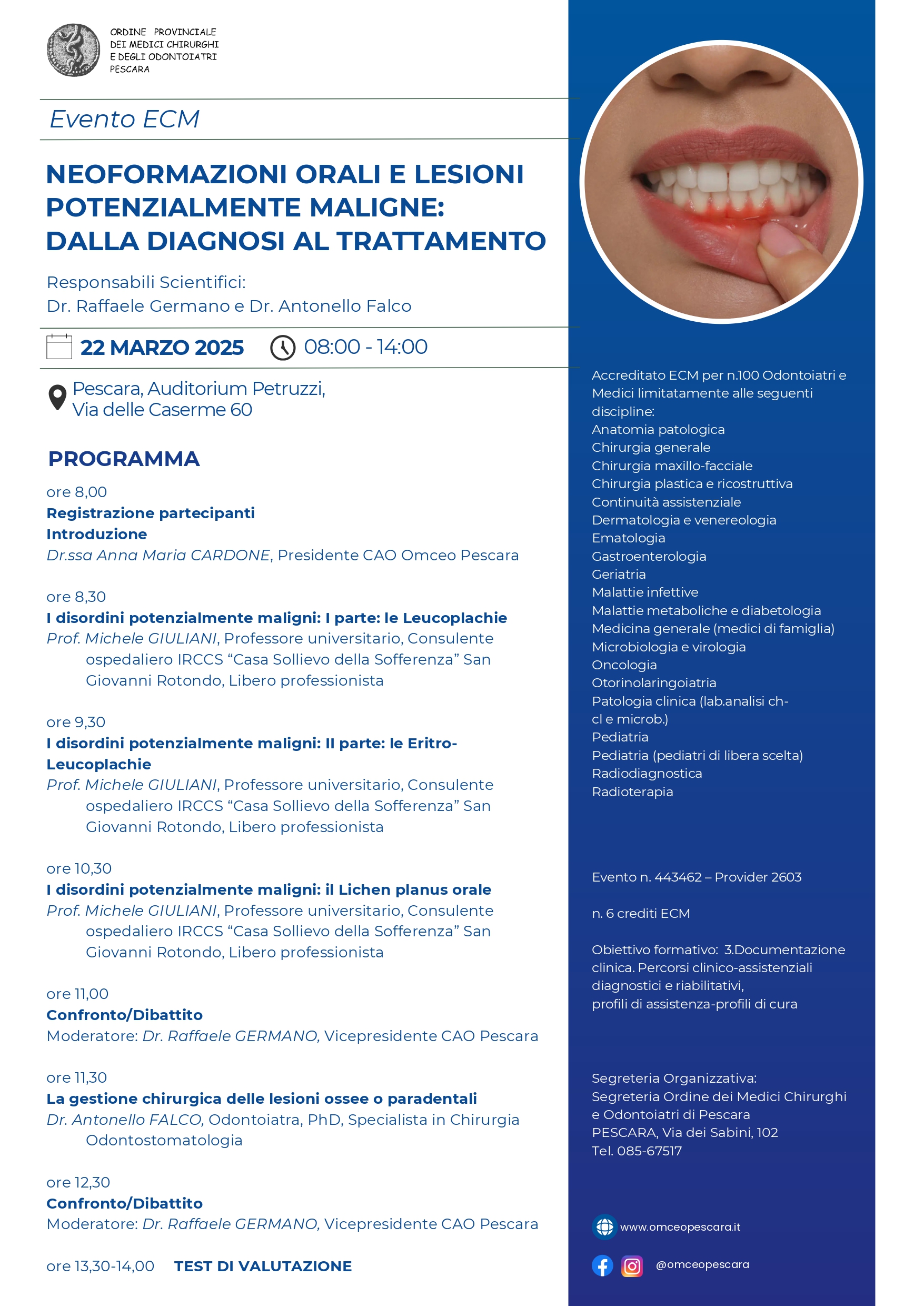 Clicca per accedere all'articolo NEOFORMAZIONI ORALI E LESIONI POTENZIALMENTE MALIGNE: DALLA DIAGNOSI AL TRATTAMENTO