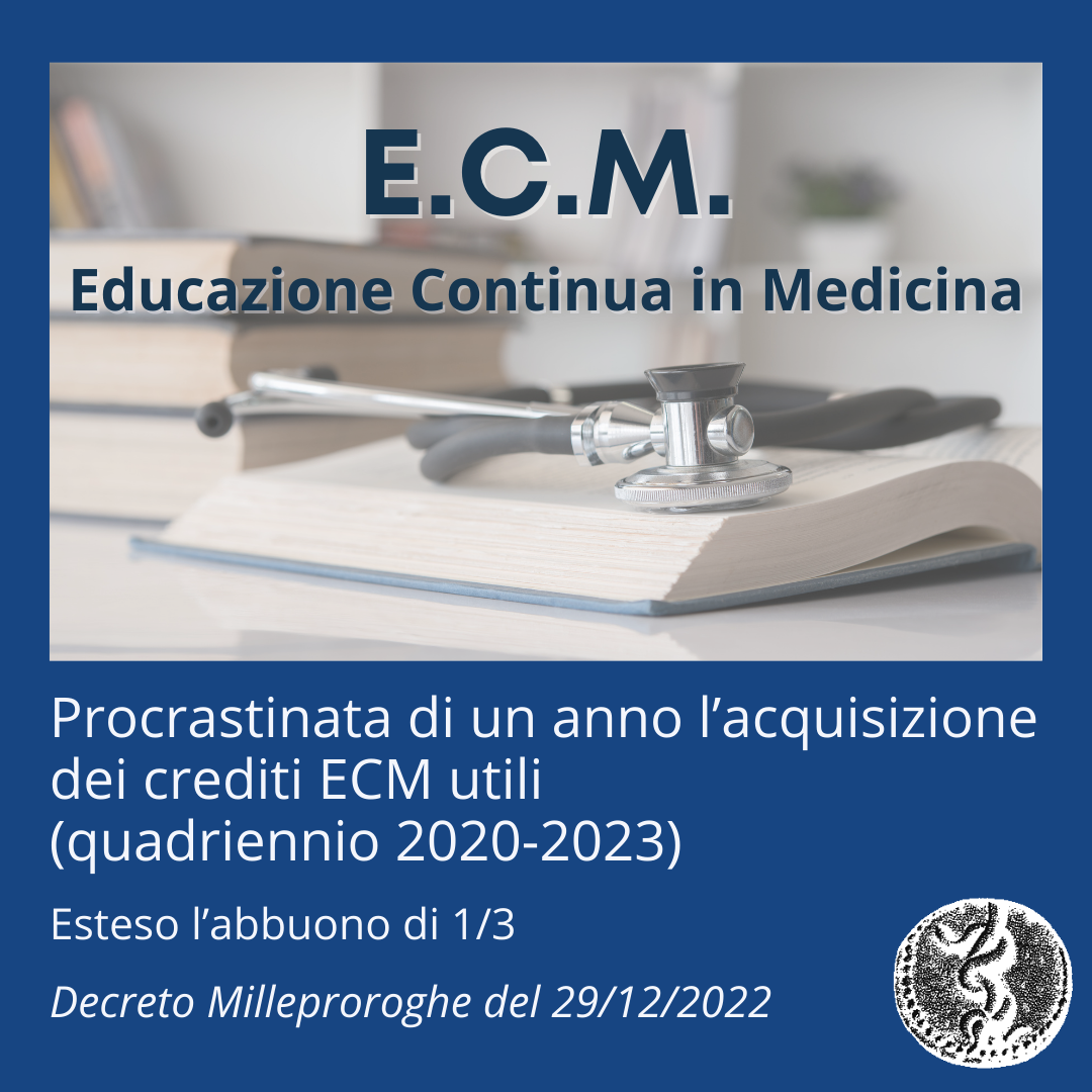 Clicca per accedere all'articolo ECM-COMUNICAZIONE IMPORTANTE: procrastinata di un anno l’acquisizione dei crediti ECM