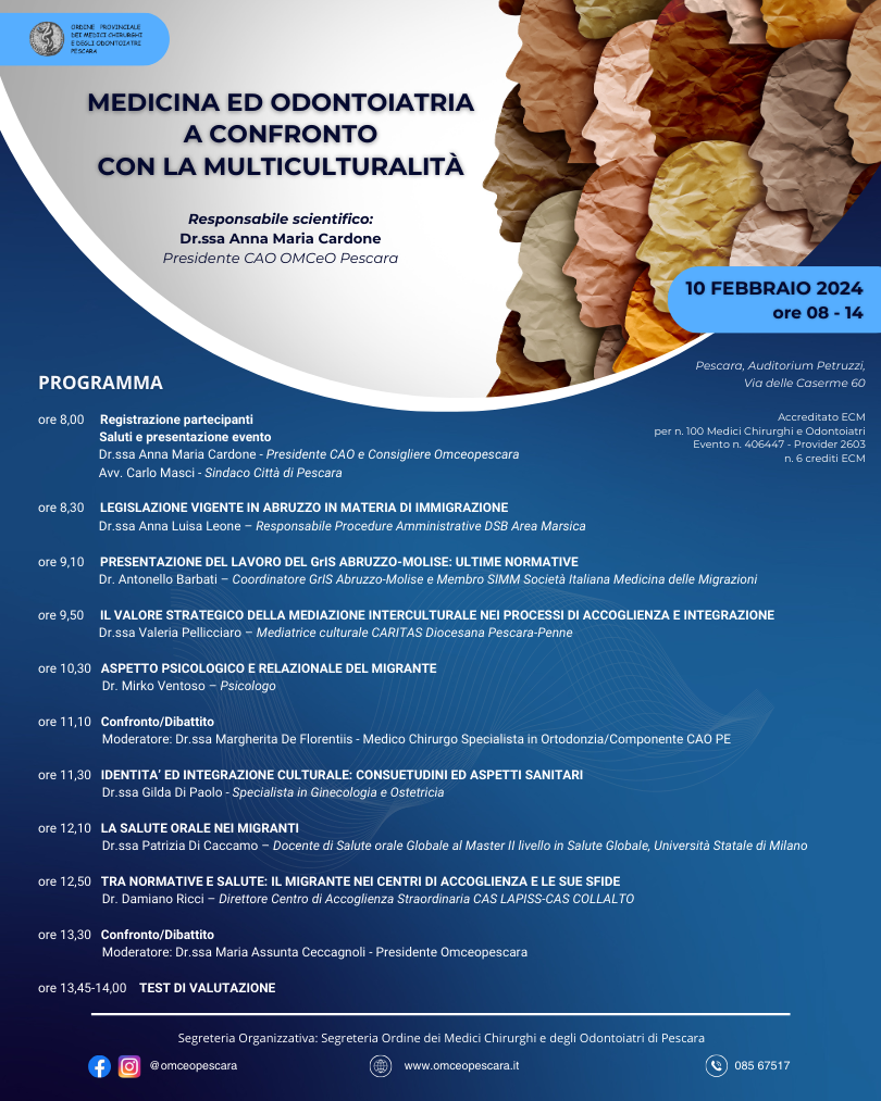 Clicca per accedere all'articolo Corso aggiornamento "Medicina ed Odontoiatria a confronto con la multiculturalità"
