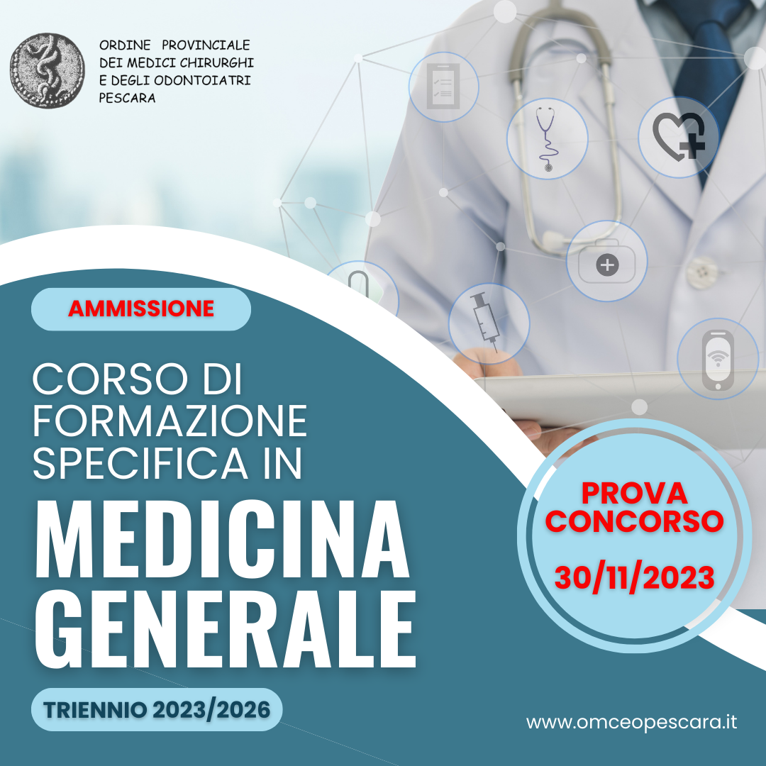 Clicca per accedere all'articolo CORSO DI FORMAZIONE SPECIFICA IN MEDICINA GENERALE 2023-2026 - Ammissione Candidati e comunicazione luogo e ora di convocazione