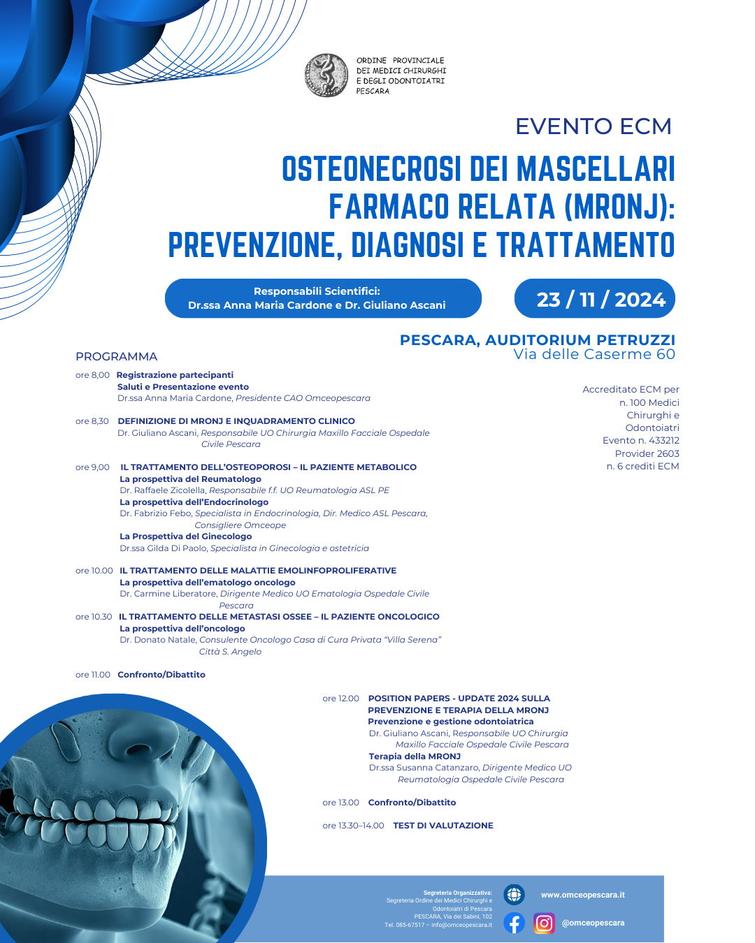 Clicca per accedere all'articolo OSTEONECROSI DEI MASCELLARI FARMACO RELATA (MRONJ): PREVENZIONE, DIAGNOSI E TRATTAMENTO