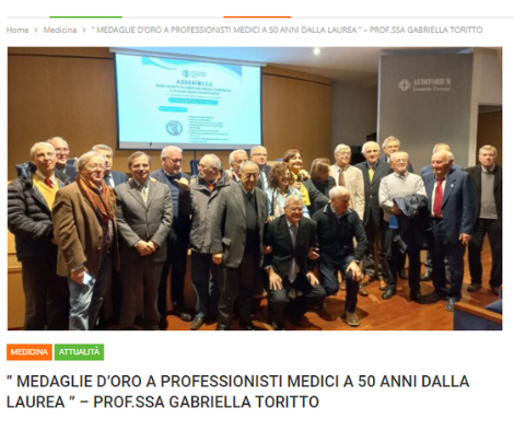 Clicca per accedere all'articolo Medaglie d'oro a professionisti medici a 50 anni dalla laurea
